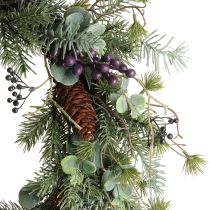 Product Artificial Advent wreath decorative wreath purple berries Ø45cm