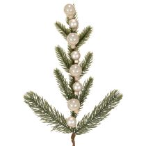 Product Artificial Fir Branch with White Mini Christmas Baubles, 46 cm, Set of 2