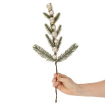 Product Artificial Fir Branch with White Mini Christmas Baubles, 46 cm, Set of 2