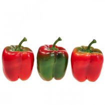 Artificial Vegetable Decoration Pepper Red Green Ø 8cm H13cm 3pcs