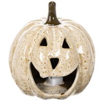 Product Ceramic Pumpkin Ornament with LED Light and Smiling Face 13cm
