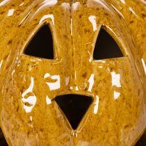 Product Ceramic Pumpkin with Face LED Decoration 19cm Yellow for Indoor Use