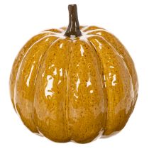 Product Ceramic Pumpkin with Face LED Decoration 19cm Yellow for Indoor Use