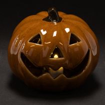 Product Ceramic Pumpkin LED Decoration 10cm Orange