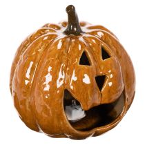 Product Ceramic Pumpkin Halloween LED Decoration 15cm Orange