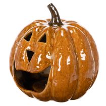 Product Ceramic Pumpkin Halloween LED Decoration 15cm Orange
