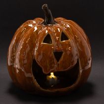 Product Ceramic Pumpkin Halloween LED Decoration 15cm Orange