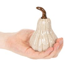 Product Ceramic Decorative Pumpkin 12cm Cream Beige Autumn Decor