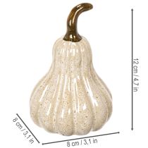 Product Ceramic Decorative Pumpkin 12cm Cream Beige Autumn Decor