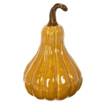 Product Ceramic Decorative Pumpkin 18cm Dark Yellow with Brown Stem