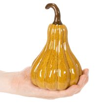 Product Ceramic Decorative Pumpkin 18cm Dark Yellow with Brown Stem