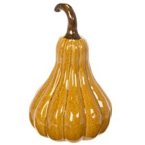 Product Ceramic Decorative Pumpkin 18cm Dark Yellow with Brown Stem