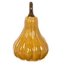 Product Ceramic Decorative Pumpkin 18cm Dark Yellow with Brown Stem