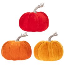 Product Fabric Pumpkins, 13cm, Set of 3, Orange/Yellow/Red, Indoor Autumn Decoration