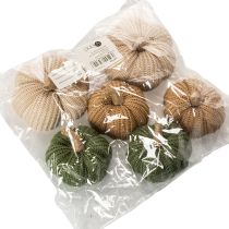 Product Knitted Decorative Pumpkins Set – Autumn Decor, 6 Pieces, 10cm & 8cm, Brown, Beige, Green