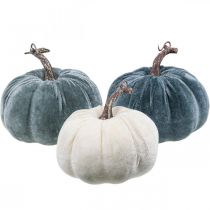 Product Pumpkin Decoration Autumn Beige Grey Flocked H11cm Ø12cm 3 pcs