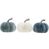 Product Pumpkin Decoration Autumn Beige Grey Flocked H11cm Ø12cm 3 pcs