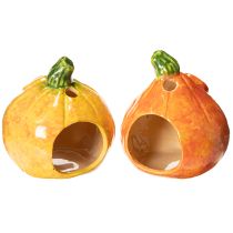 Product Pumpkin decorative figure and tealight holder, funny face, autumn decoration, 12cm, 2 pieces