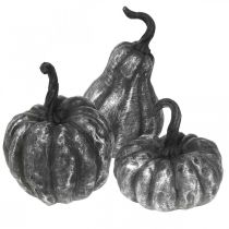 Decorative pumpkin silver, black assorted H10.5 / 14.5 / 17.5cm 3pcs