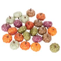 Product Mini Artificial Pumpkin Decoration Set for Autumn and Halloween, 4cm, Assorted Colors, 24 Pieces
