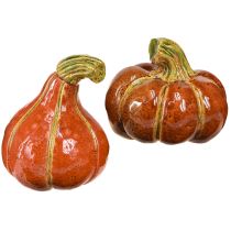 Product Pumpkins ceramic autumn decoration brown orange 10/13cm 2 pcs
