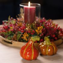 Product Pumpkins ceramic autumn decoration brown orange 10/13cm 2 pcs