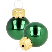 Mini Christmas balls glass green matt/glossy Ø2cm 44p