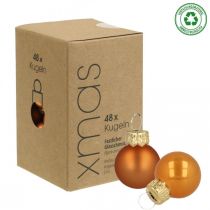 Product Mini Christmas balls glass orange matt/glossy Ø2cm 44p
