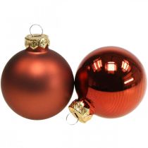 Christmas balls glass rust red balls matt/glossy Ø4cm 60p