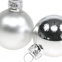 Christmas balls glass silver ball matt/glossy Ø4cm 60p