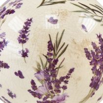 Product Ceramic ball with lavender motif ceramic decoration purple cream 12cm
