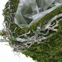 Grave decoration ball vines moss green, white washed Ø20cm