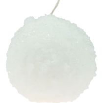 Product Winter Magic Ball Candles White Snowball Effect Ø10cm Set of 4 for Festive Decoration