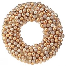 Product Ball Wreath Christmas Wreath Gold Pearl Clear Ø33cm