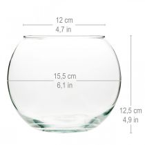 Product Ball vase glass vase clear round table vase flower vase Ø15.5cm H12.5cm