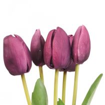 Artificial flowers tulip purple, spring flower 48cm bundle of 5