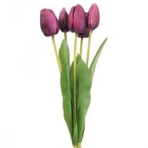 Artificial flowers tulip purple, spring flower 48cm bundle of 5