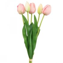 Product Artificial flowers tulip pink, spring flower 48cm bunch of 5