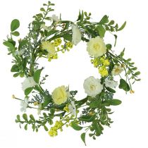 Artificial flower wreath artificial white yellow cream Ø40cm
