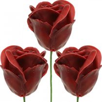 Artificial Roses Bordeaux Wax Roses Deco Roses Wax Ø6cm 18pcs