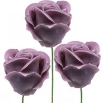 Product Artificial roses lilac wax roses deco roses wax Ø6cm 18 pieces