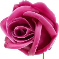 Product Artificial roses fuchsia wax roses deco roses wax Ø6cm 18 pieces