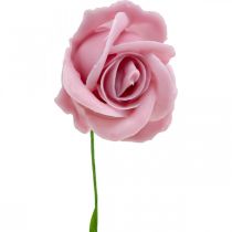 Product Artificial roses pink wax roses decorative roses wax Ø6cm 18 pcs
