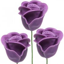 Product Artificial roses violet wax roses decorative roses wax Ø6cm 18 pcs