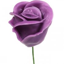 Product Artificial roses violet wax roses decorative roses wax Ø6cm 18 pcs