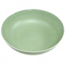 Product Round planter, flower decoration, plastic bowl, container for arrangements, green, mottled white, H8.5cm, Ø30cm