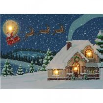 LED picture Christmas Santa Claus with sleigh LED wall picture 38x28cm