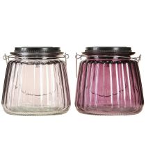 Product LED Garden Light Glass Solar for Hanging Purple Ø10.5cm 2pcs