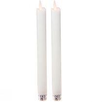 Product LED Candle Wax Taper Candles White For Battery 24cm 2 Pcs