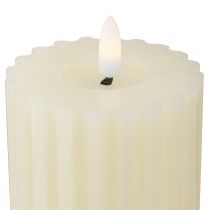 Product LED candles with timer wax grooved candles 7.5/10cm cream 2pcs